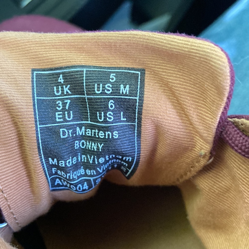 Dr. Martens Burgundy Canvas Lace-Up Ankle Boots - Picture 4 of 7